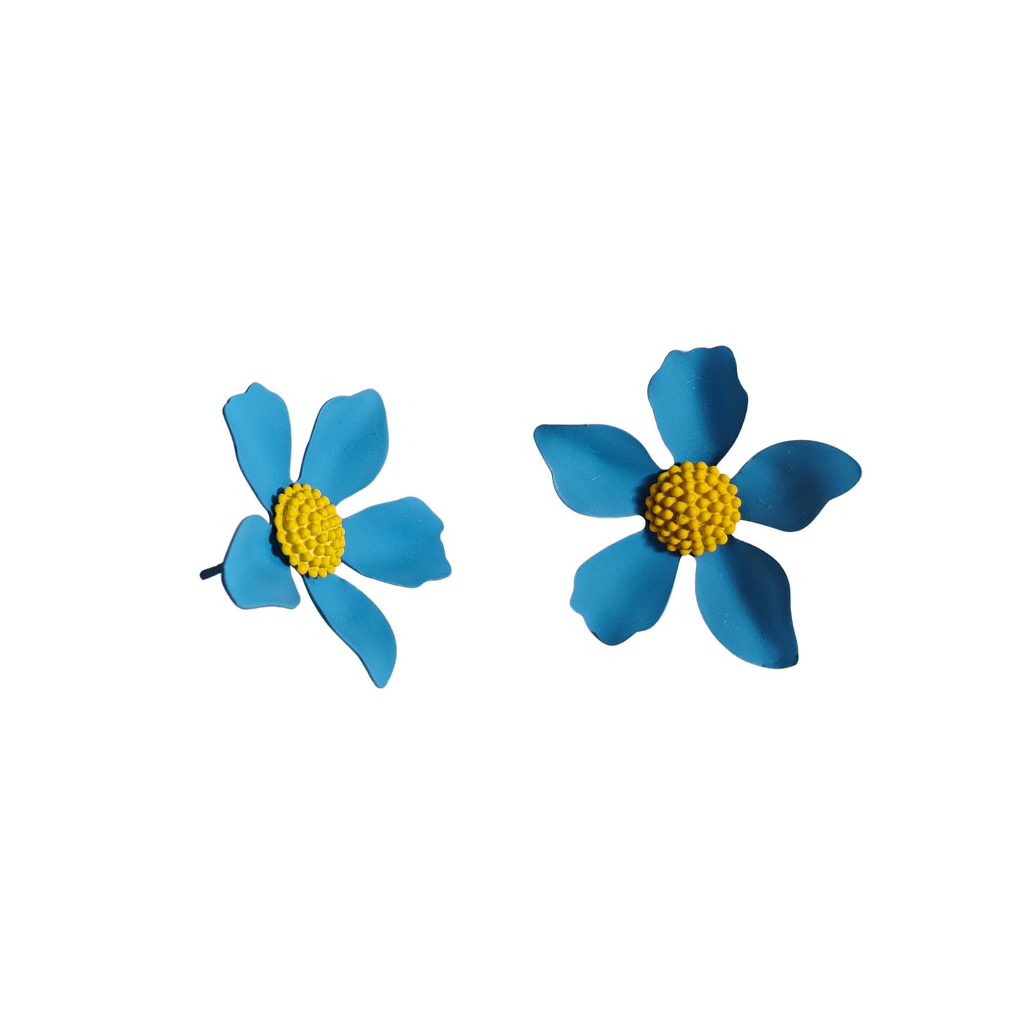 Blue Poppy Flower Stud Earrings