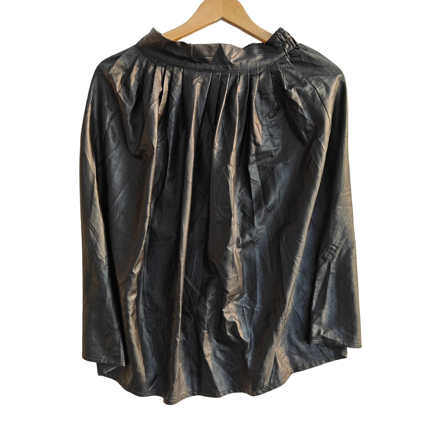 Faux Leather glam black midi skirt