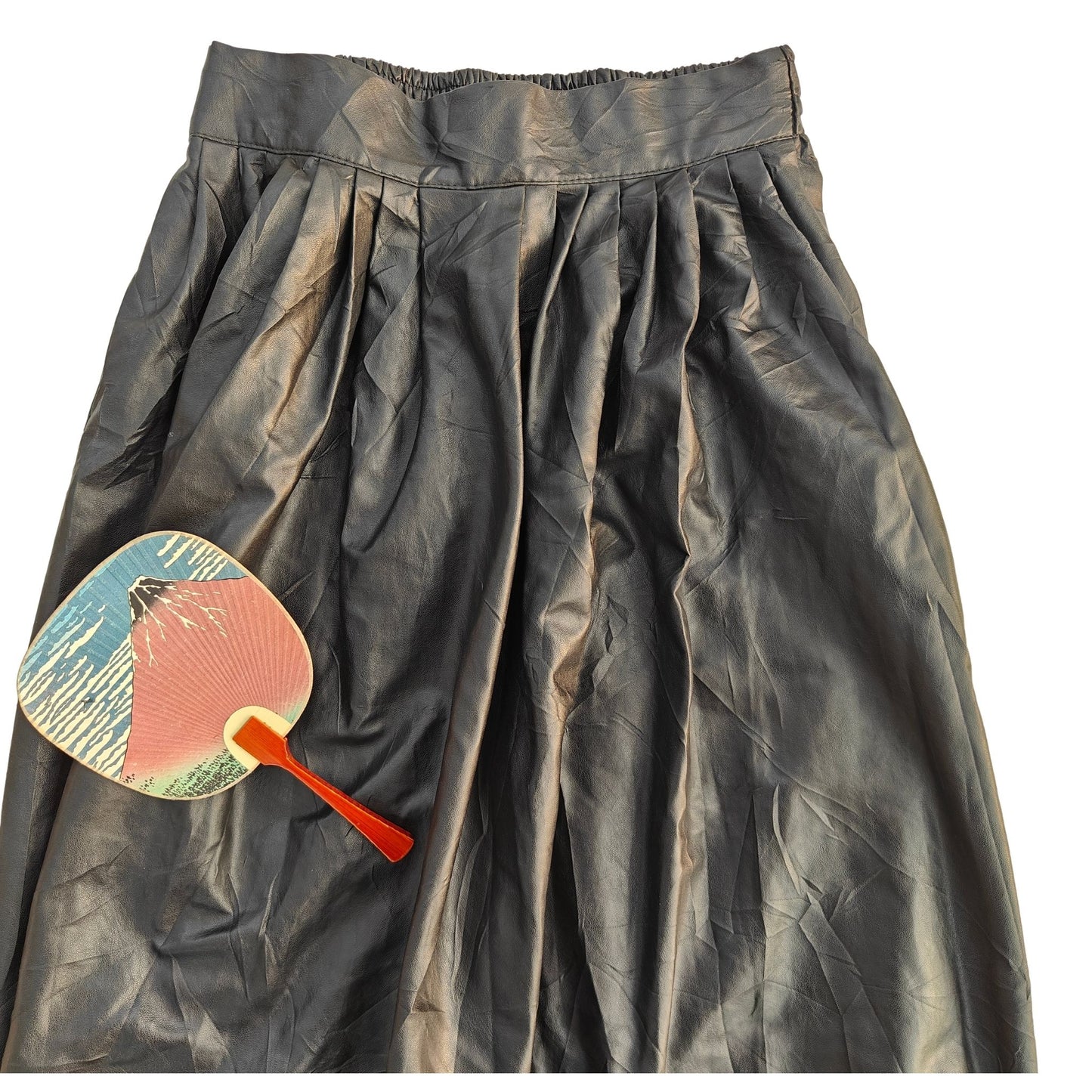 Faux Leather glam black midi skirt close uo