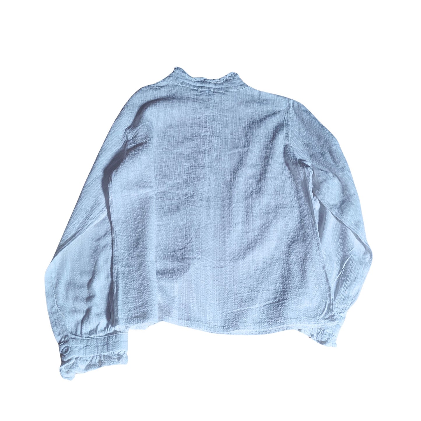 Ruffled Mandarin Collar Summer Shirt - back