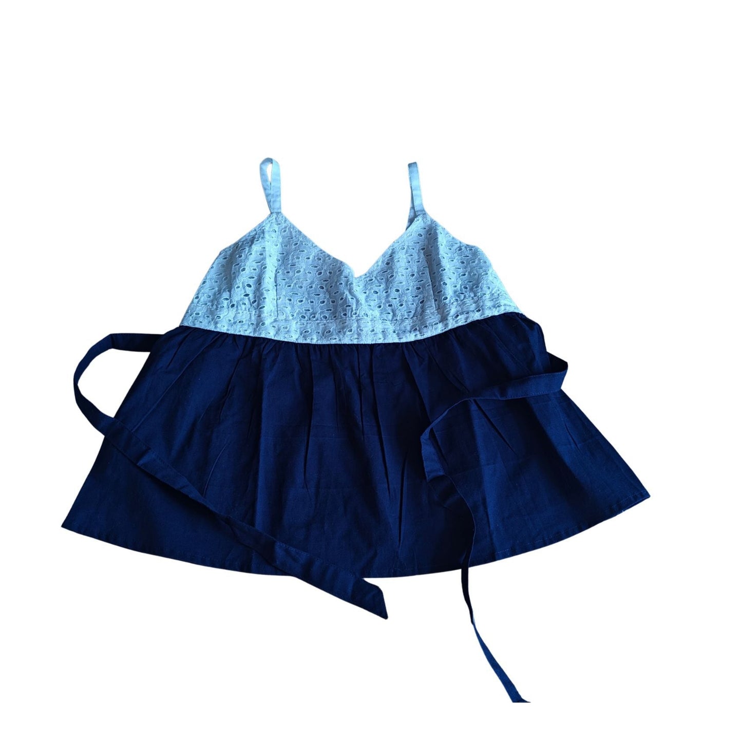 Indigo Blue & White Cotton Top with adjustable spaghetti straps