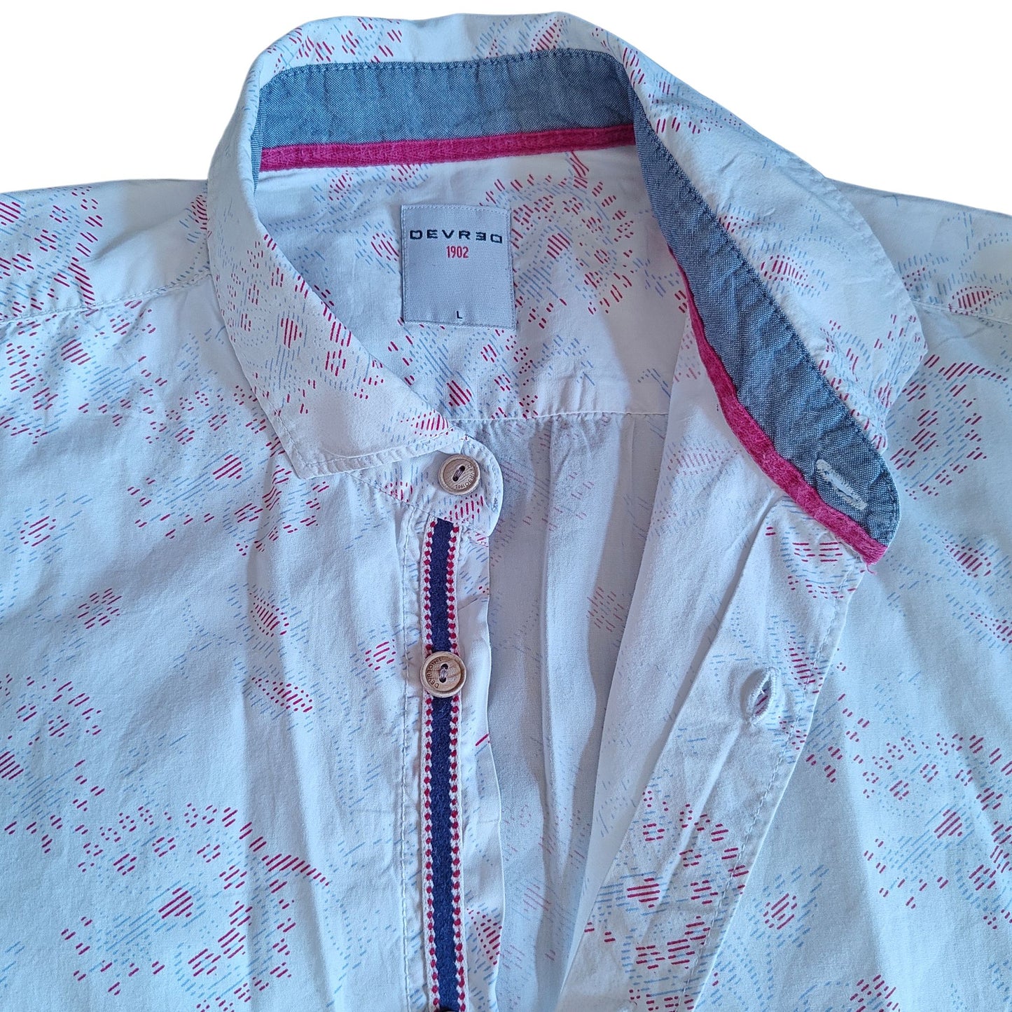 An original Devred 1902 button-down pure cotton shirt with floral/paisley print.