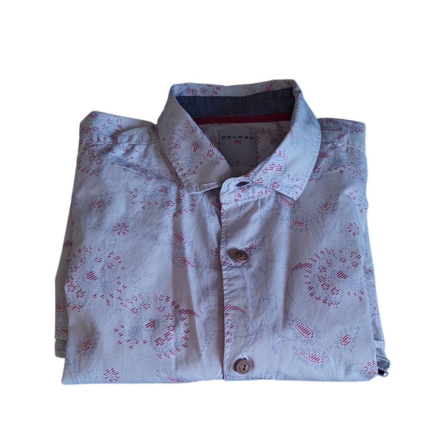 An original Devred 1902 button-down pure cotton shirt with floral/paisley print.