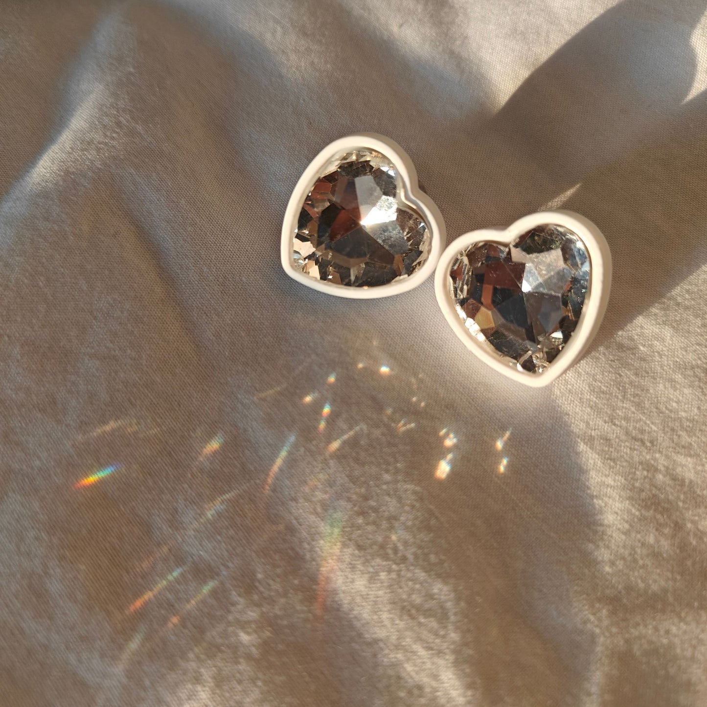Crystal Heart & Halo Statement Stud Earrings