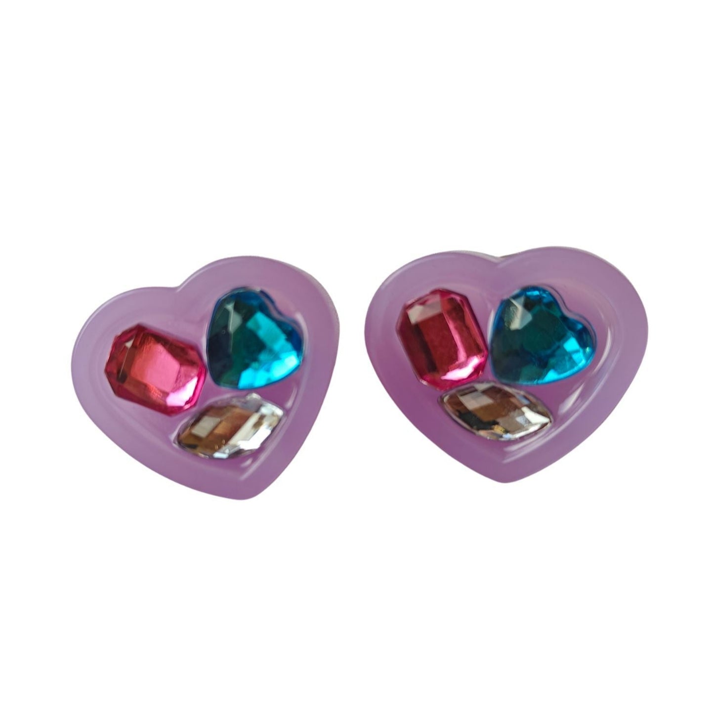 Heart Collage Statement Stud Earrings