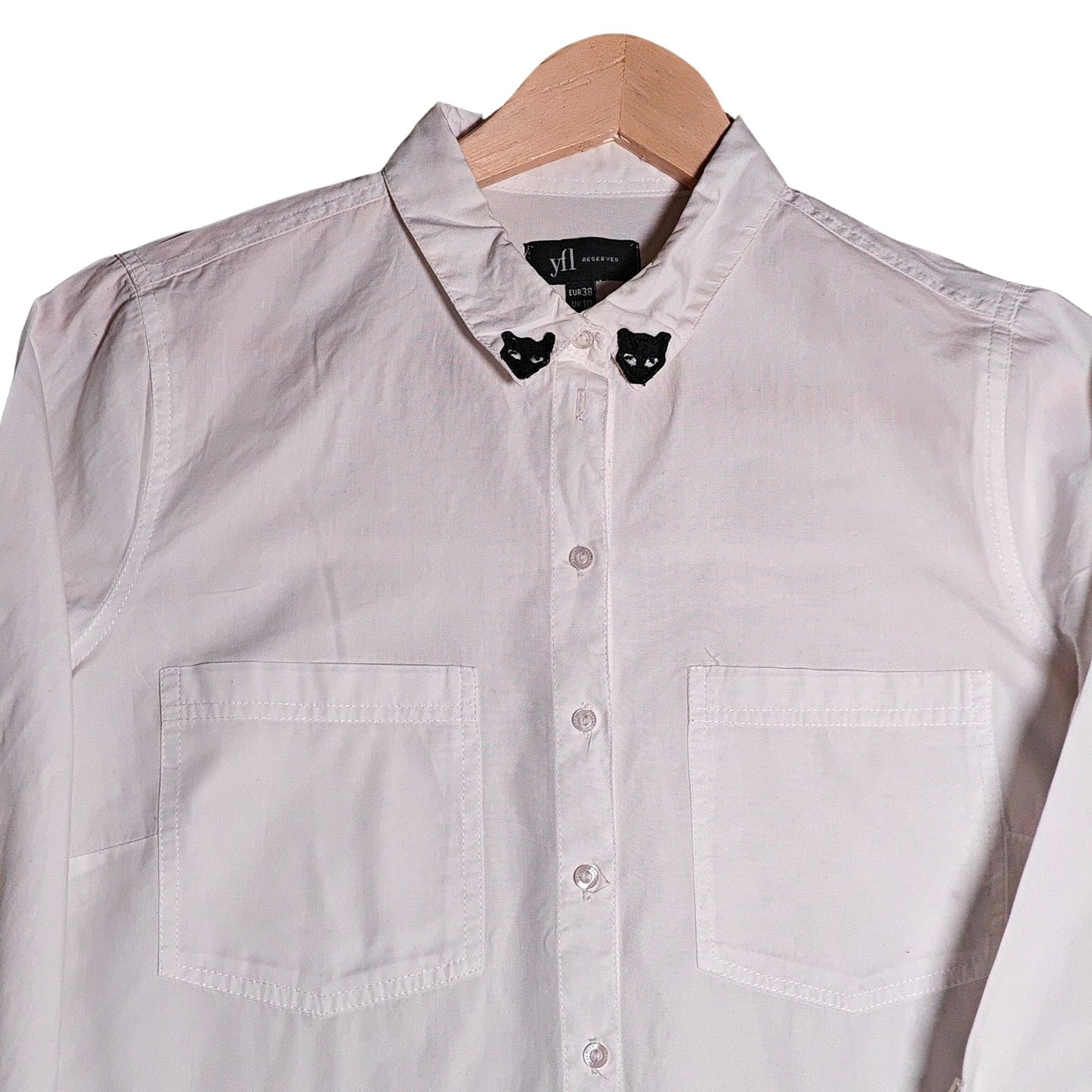 WHITE COTTON SHIRT CAT COLLARS