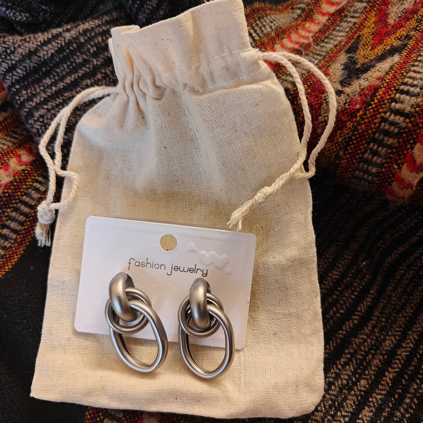 London-Gray Matte Stud Earrings with Jute Pouch