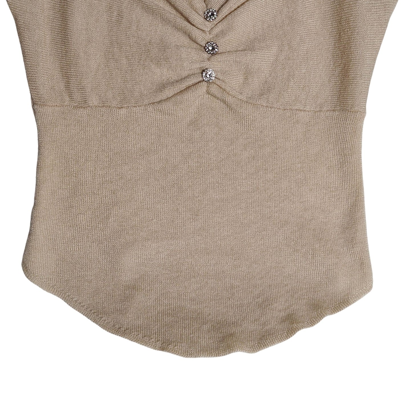 Tiramisu Crop Top W/ Rhinestone Buttons (Kiyomi)