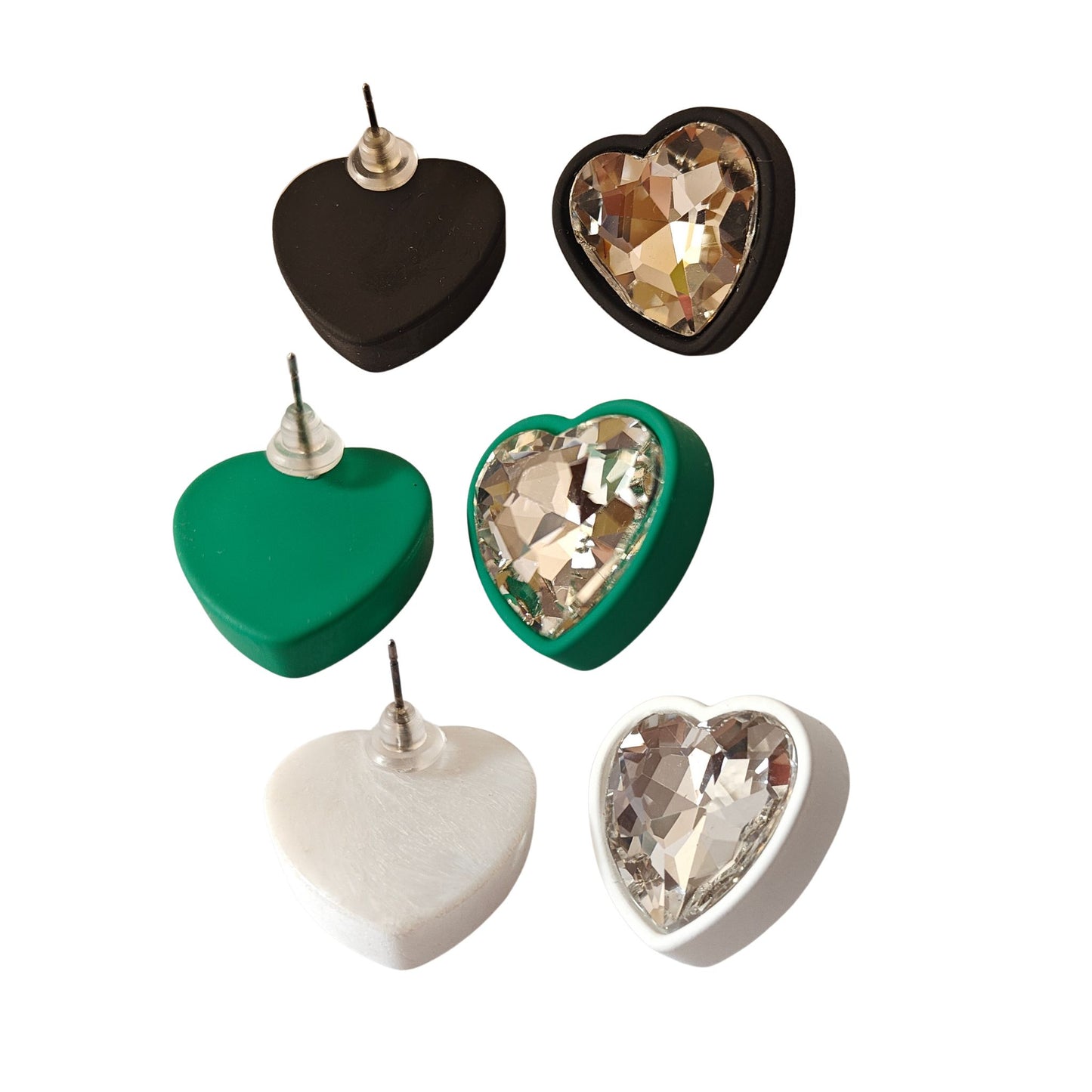 Crystal Heart & Halo Statement Stud Earrings