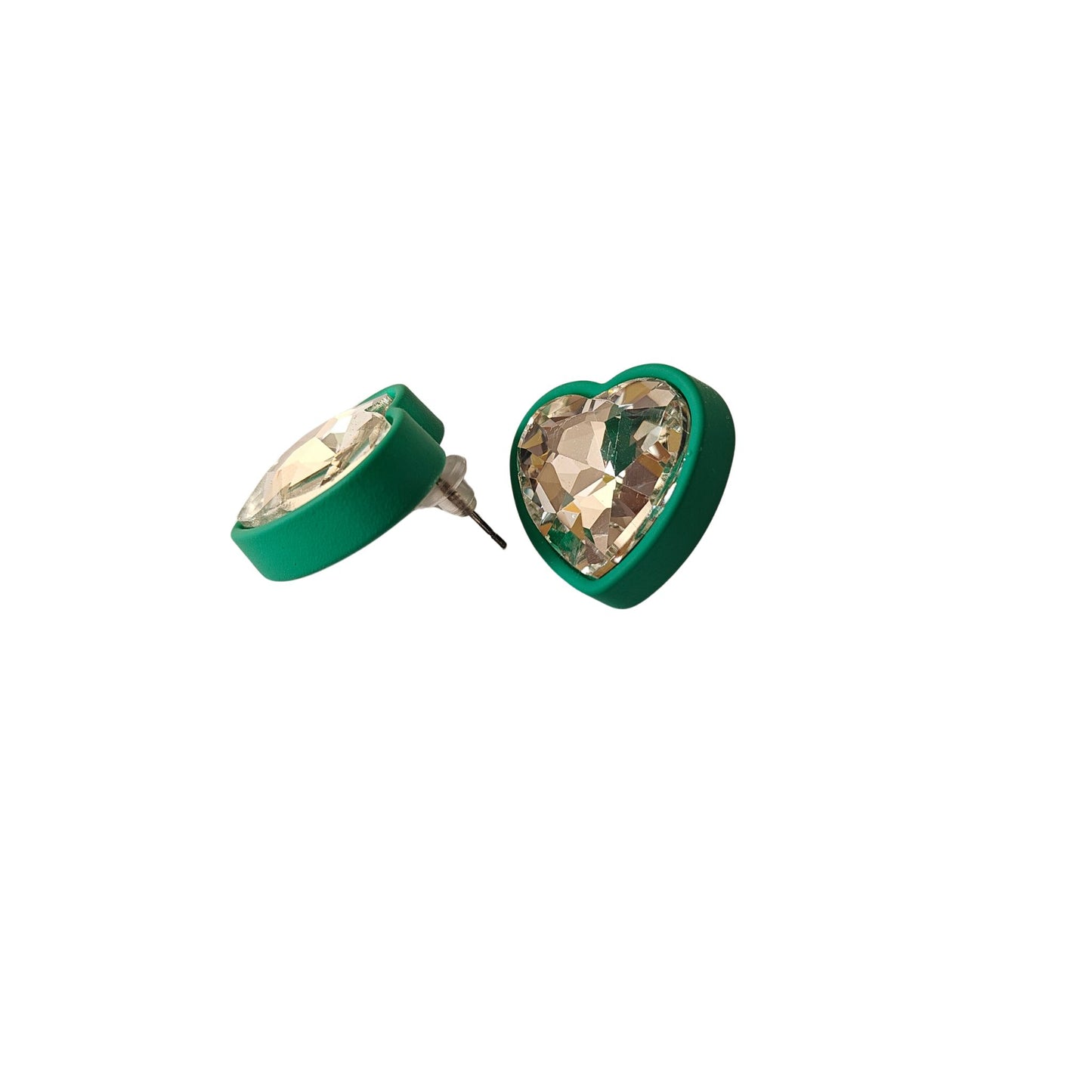 Crystal Heart & Halo Statement Stud Earrings