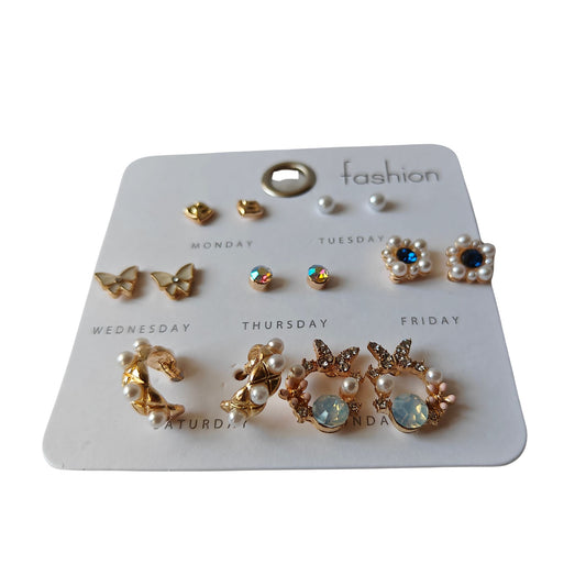 Soft-girl Stud & Small Hoop Set (7 Earrings)