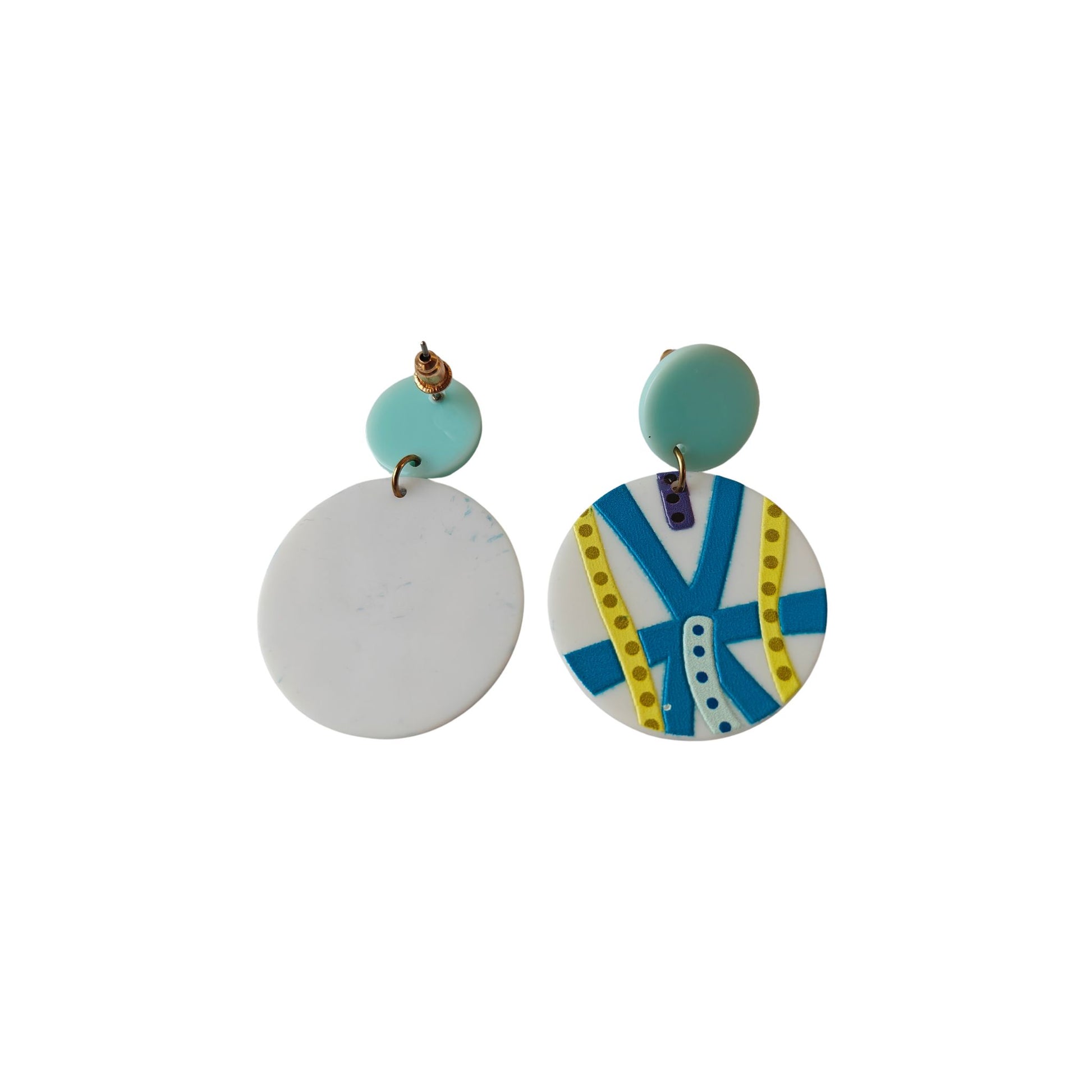 GoodArtBadArt Statement Santorini Earrings - front and back view