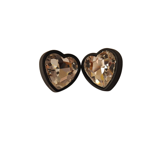 Crystal Heart & Halo Statement Stud Earrings