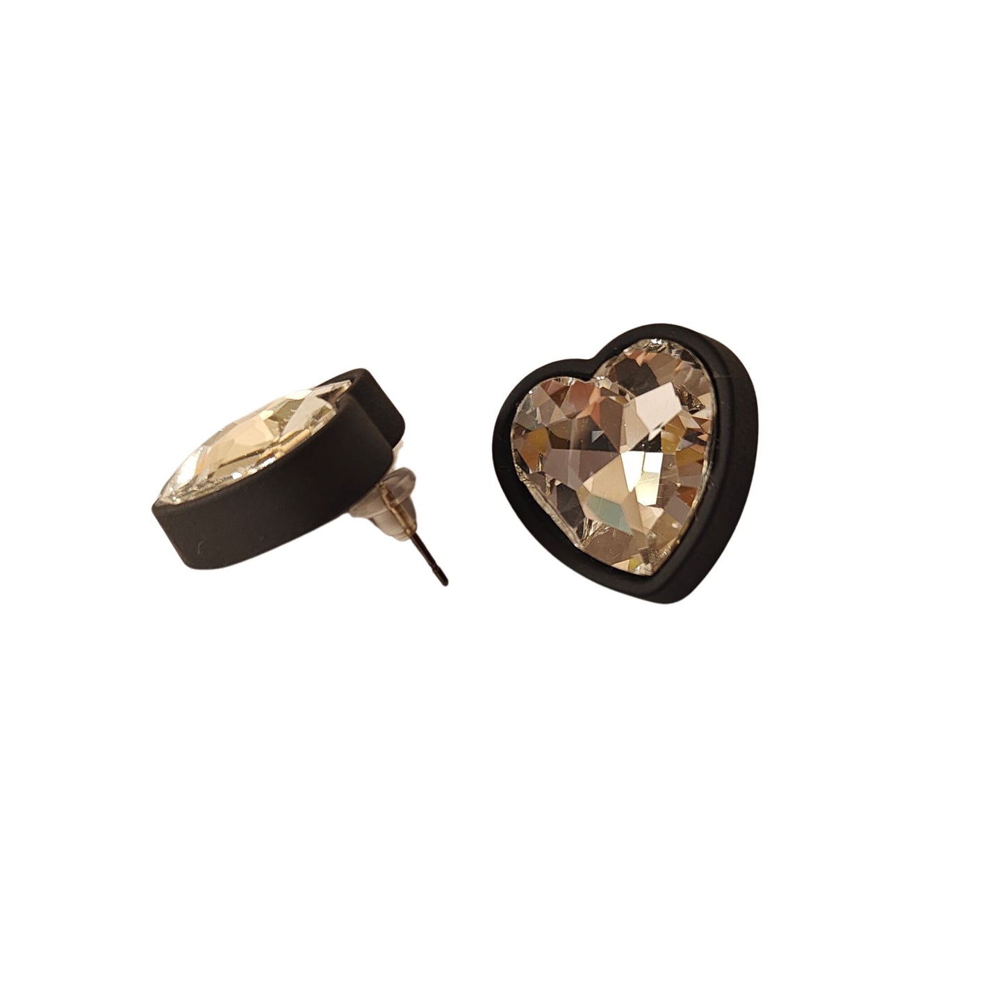 Crystal Heart & Halo Statement Stud Earrings