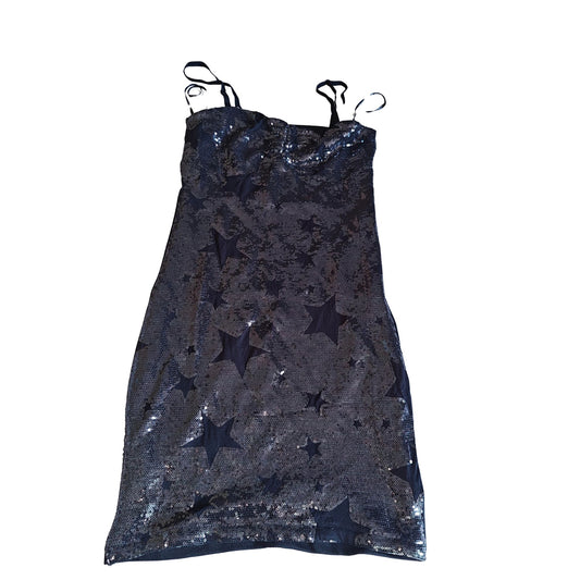 Black knitted sequined bodycon dress - front