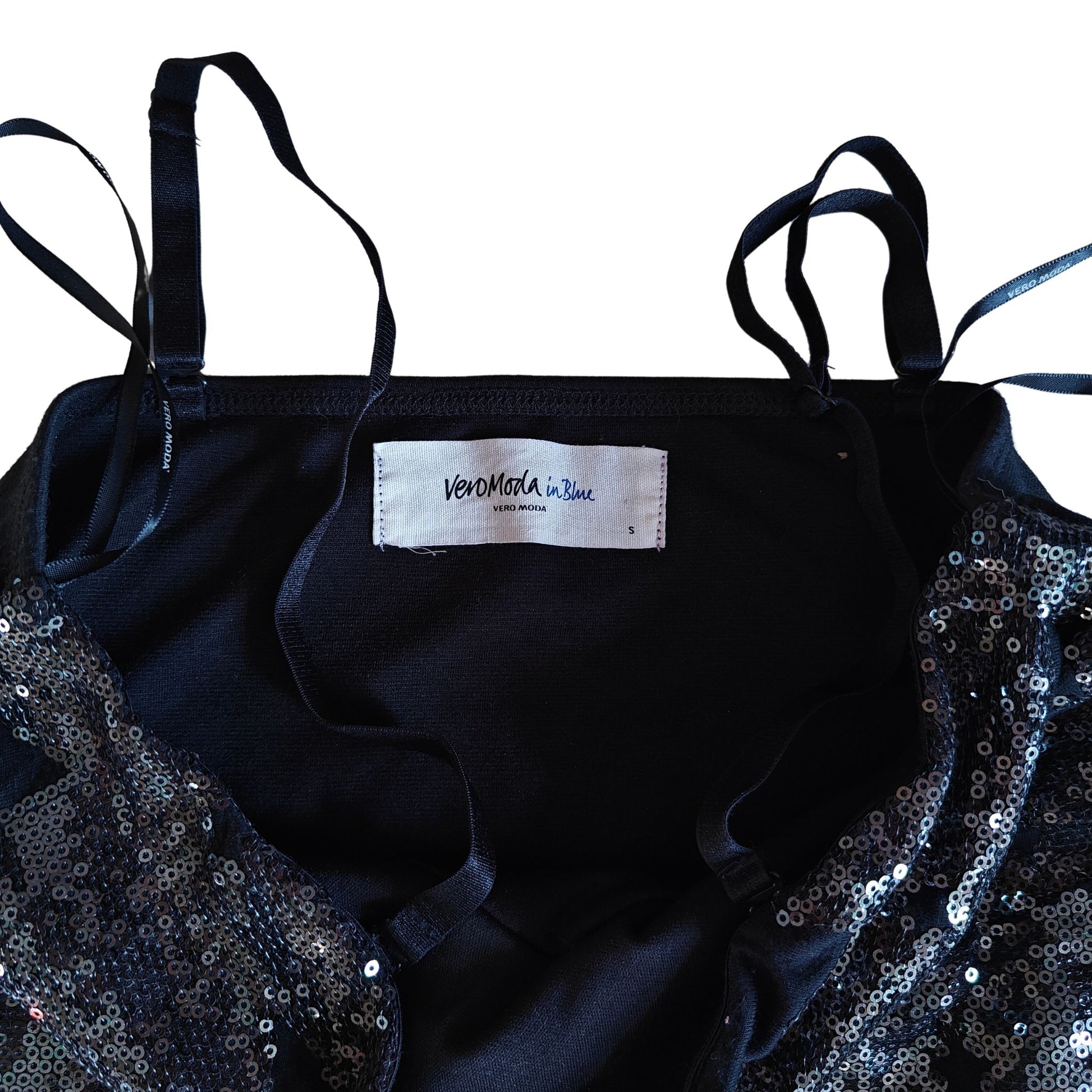 Black knitted sequined bodycon dress - brand tag (Vero Moda, S)