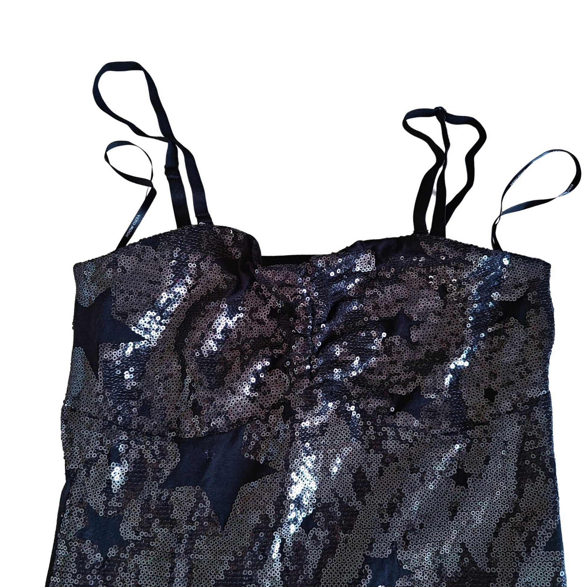 Black knitted sequined bodycon  dress - closeup