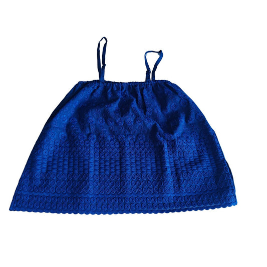 Sapphire Blue Sangallo Lace Cotton Top with adjustable spaghetti straps