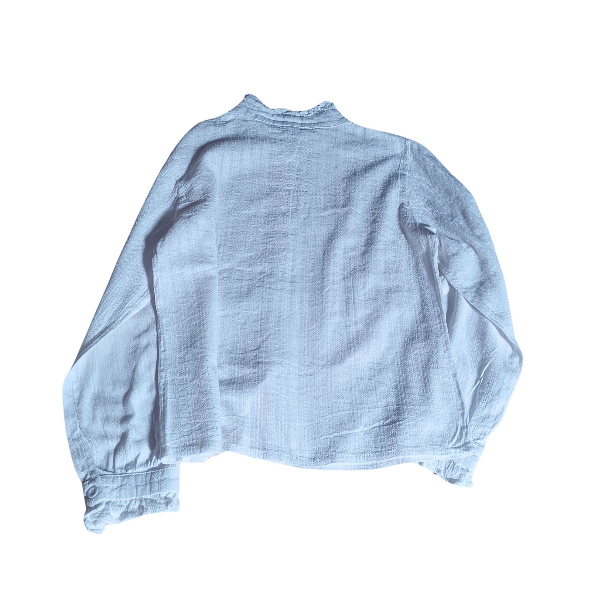 Ruffled Mandarin Collar Summer Shirt - back