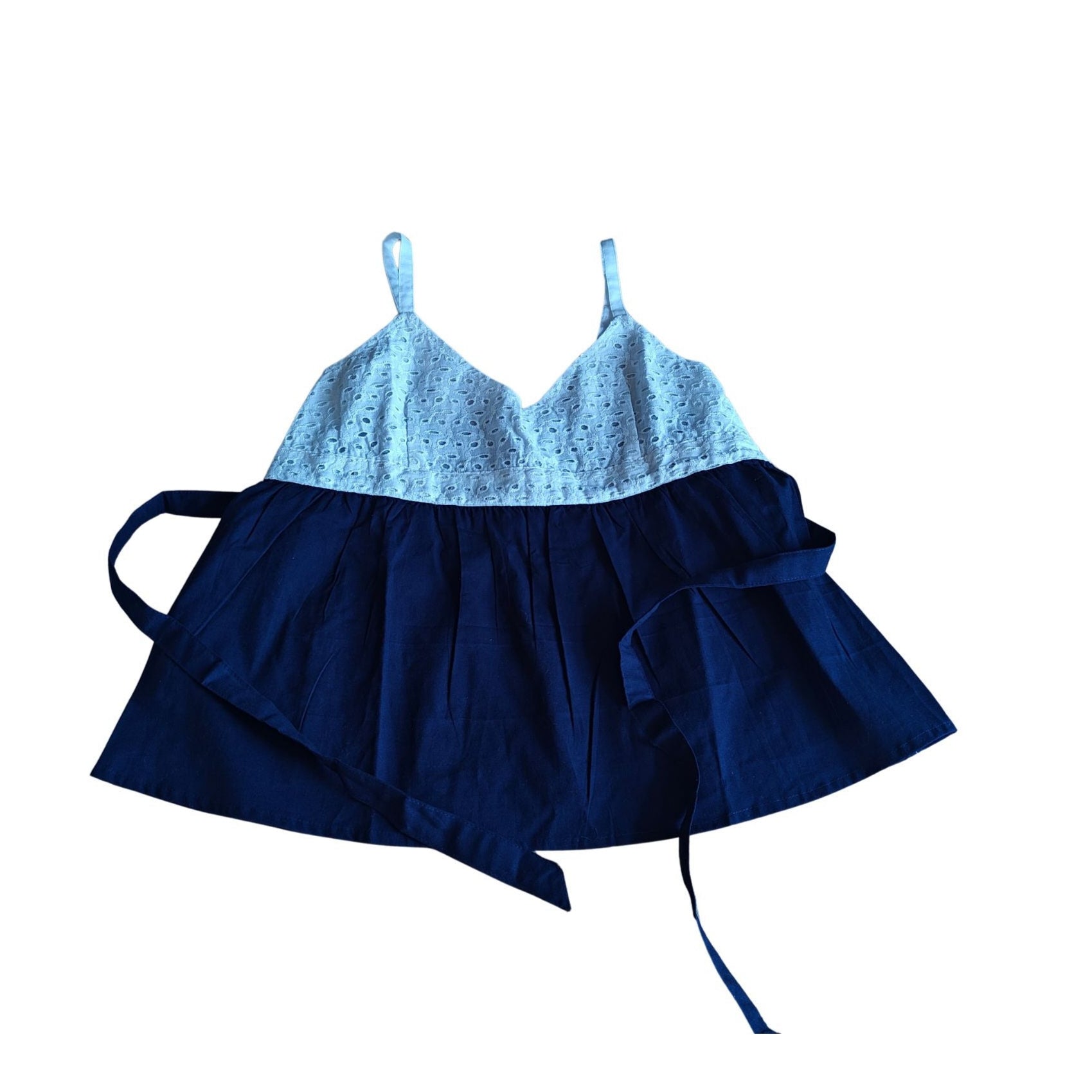 Indigo Blue & White Cotton Top with adjustable spaghetti straps