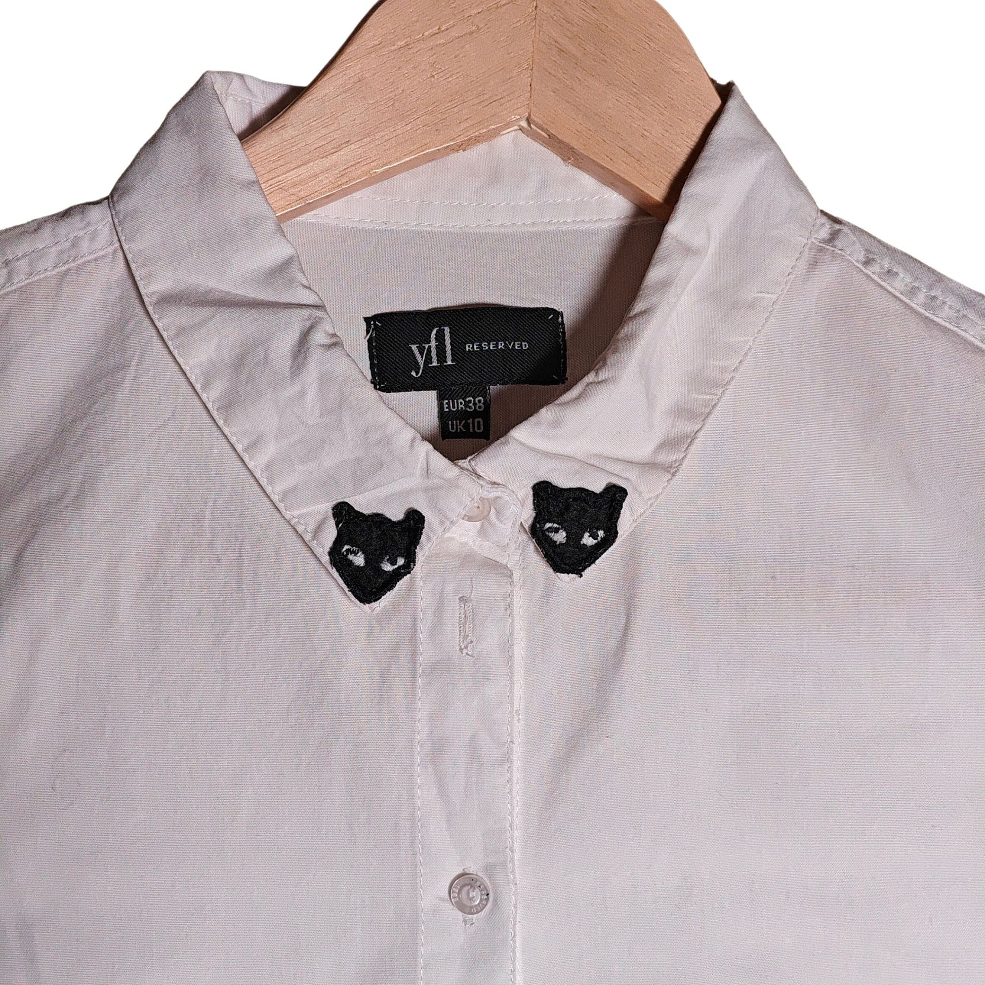 WHITE COTTON SHIRT CAT COLLARS