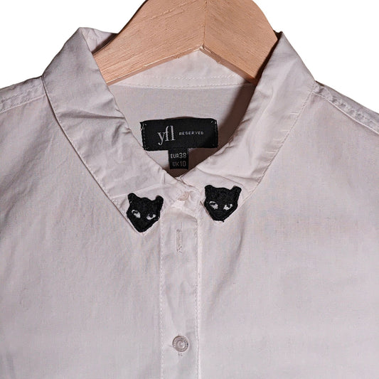 WHITE COTTON SHIRT CAT COLLARS