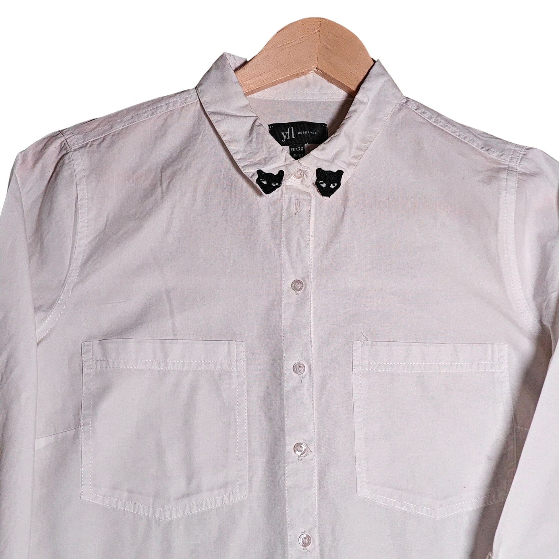 WHITE COTTON SHIRT CAT COLLARS