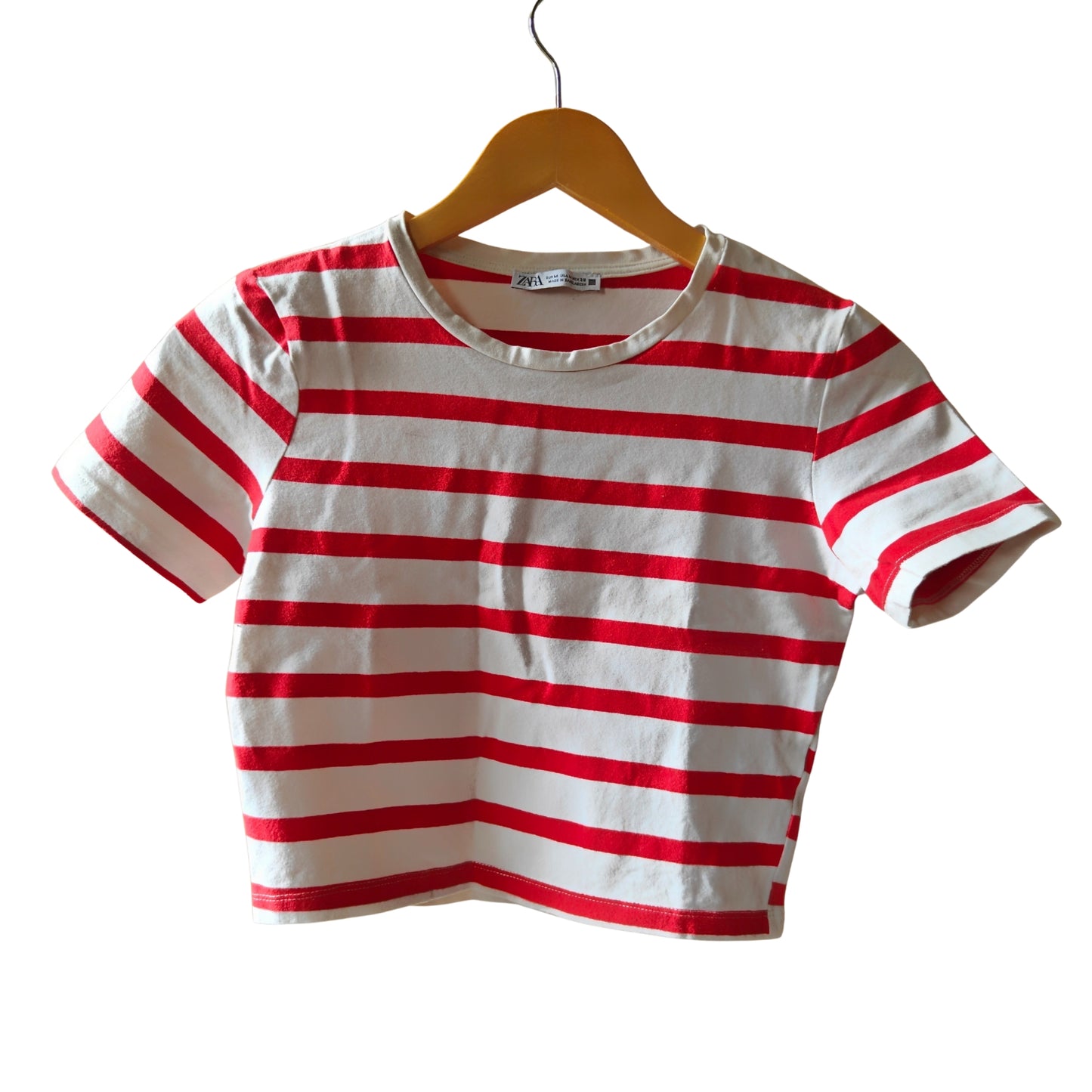 Breton Stripe Cherry Red Crop Top (Zara)